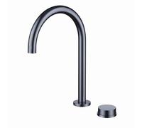 Basin Taps 2 Hole Gun Gray Gooseneck Single Lever Handle Bathroom Sink Taps 360° Rotation