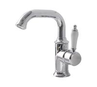 Basin Taps Bathroom Basin Tap 360° Swivel Antique Style Brass Single Lever Bathroom Sink Mixer Faucet, Hot/Cold Water, with UK Standard Hoses, Chrome