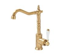 Basin Taps Bathroom Basin Tap 360° Swivel Retro Style Brass Single Lever Bathroom Sink Mixer Faucet, Hot/Cold Water, with UK Standard Hoses, Antique Brass