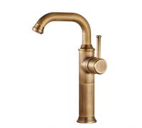 Basin Taps Bathroom Basin Tap 360° Swivel Retro Style Brass Single Lever High Bathroom Sink Mixer Faucet, Hot/Cold Water, with UK Standard Hoses, Antique Brass