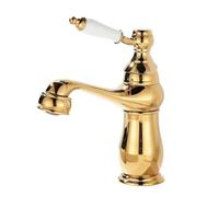 Basin Taps Bathroom Basin Tap Antique Style Brass Single Lever Bathroom Sink Mixer Faucet, Hot/Cold Water, with UK Standard Hoses, Gold