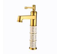 Basin Taps Bathroom Basin Tap Antique Style Brass Single Lever High Bathroom Sink Mixer Faucet, Hot/Cold Water, with UK Standard Hoses, Gold