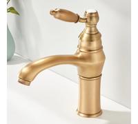 Basin Taps Bathroom Basin Tap Retro Style Brass Single Lever Bathroom Sink Mixer Faucet, Hot/Cold Water, with UK Standard Hoses, Antique Brass