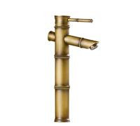 Basin Taps Bathroom Basin Tap Retro Style Brass Single Lever High Bathroom Sink Mixer Faucet, Hot/Cold Water, with UK Standard Hoses, Antique Brass