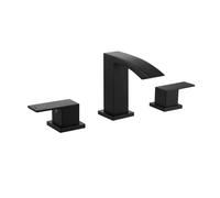 Basin Taps Brushed Gold Basin Faucet Square Dual Handles 3 Holes Pcs Deck Mounted Sink Mixer Hot and Cold Bathroom Tap(Color-2)