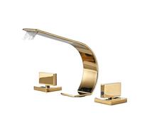 Basin Taps Brushed Gold Bathroom Faucets Square Basin Mixer Sink Faucet Gourmet Washbasin Tapware Hot&Cold Water Tap(Color-4)