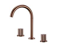 Basin Taps Brushed Rose Gold Basin Faucet 3PCS Knurled Handles Sink Tap Hot and Cold Deck Mounted Mixer Widespread 3 Holes Set(Color-2)
