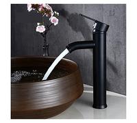 Basin Taps, Luxury Bathroom Faucet Black Single Handle Hot Cold Switch Water Mixer Taps Wash Basin Deck Mounted(Black Tall)