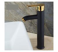 Basin Taps, Luxury Bathroom Faucet Black Single Handle Hot Cold Switch Water Mixer Taps Wash Basin Deck Mounted(Black Gold Tall)