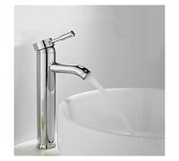 Basin Taps, Luxury Bathroom Faucet Black Single Handle Hot Cold Switch Water Mixer Taps Wash Basin Deck Mounted(Chrome Tall)