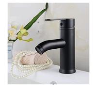 Basin Taps, Luxury Bathroom Faucet Black Single Handle Hot Cold Switch Water Mixer Taps Wash Basin Deck Mounted(Black Short)