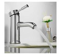 Basin Taps, Luxury Bathroom Faucet Black Single Handle Hot Cold Switch Water Mixer Taps Wash Basin Deck Mounted(Chrome Short)