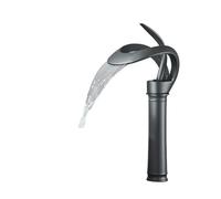 Basin Taps Matte Black Bathroom Basin Faucet Golden Waterfall Vessel Sink Brass Vanity Mixer Tap Hot Cold(Color-4)