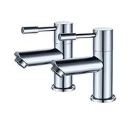 Basin Taps Pair,Luckyhome Twin Hot and Cold Basin Pillar Sink Taps for Bathroom 1/4 Turn