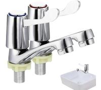 Basin Taps Pair, Sink Taps for Bathroom, 2PCS Bathroom Sink Tap, Chrome ¼ Turn Lever Tap for Hot and Cold Water Set, Kitchen Bath Basin Mixer Faucet