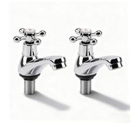 Basin Taps Pair Victorian Traditional Pillar Taps for Bathroom Sink, Cross Lever Hot and Cold Separate Water Taps with Connections for 2-Hole Vanity