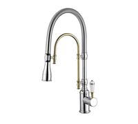 Basin Taps, Pull Out Kitchen Faucet Gold Kitchen Sink Mixer tap Top Quality Total Brass Vanity Water(Chrome and Gold)