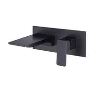 Basin Taps Wall Mounted Hotel Wall-Mounted Faucet Bathroom Hidden Waterfall Faucet Copper Black Silver Concealed Faucet Black One-Piece