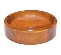 Basin Teak Solid Sanded Hardwood Natural Finish 40x10cm Drain 5cm Bath Kitchens