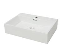 vidaXL Basin with Faucet Hole Ceramic White 60.5x42.5x14.5 cm, White