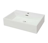 vidaXL Basin with Faucet Hole Ceramic White 60.5x42.5x14.5cm Countertop Sink