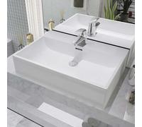 Basin with Faucet Hole Ceramic White 60.5x42.5x14.5 cm