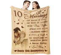 Basiole 10th Anniversary Tin Gifts Blanket, 10 Year Anniversary Wedding Gifts For Him Her Couples, 10th Anniversary Wedding Gifts, Gift For 10th Of Marriage, 10 Years Anniversary Decor Blanket 50"X60"