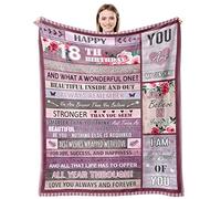 Basiole 18th Birthday Gifts for Girls Blanket, 18th Birthday Decorations for Girls, Best 18 Year Old Girl Birthday Gifts for Daughter Bestie Sister, Happy 18th Gift Ideas/Decor Throw Blankets 50"X60"