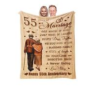 Basiole 55th Anniversary Wedding Gifts for Couple, 55th Anniversary Blanket, Best 55 Anniversary for Husband Wife Parents Gifts, Gift for 55 Years of Marriage Decor Throw Blankets 50"X60"