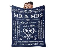 Basiole Wedding Gifts for Couples 2025, Bridal Shower Gifts for Bride to Be, Anniversary/Wedding Registry/Marriage Gifts for Newlyweds Couple Bride Groom Husband Wife, Mr and Mrs Blanket 50"X60"