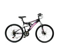 Basis 1 Full Suspension Mountain Bike - 26in Wheel - 18 Speed Black Pink