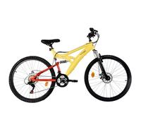Basis Bikes YOAC 18 Full Suspension Mountain Bike, 18 Speed - Yellow/Red