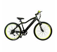 Basis Hunter EB26BS: Unisex Integrated Battery MTB e-Bike, 250W Rear Hub, 26" Wheels, Front Suspension, 25mi Range, Black/Lime