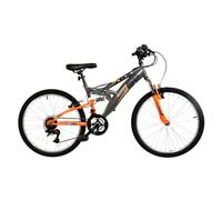 Basis Ranger Junior Full Suspension Mountain Bike, 24" Wheel - Grey/Orange