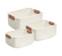 Basket, 3-Piece Decoration Box Made of Soft Cotton Rope | Storage Baskets for Shelves - for Snacks, Dog Toys, Remote Controls, Books, Towels and Clothes