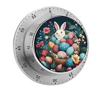 Basket and Easter Eggs Kitchen Timer 60 Minute Visual Wind Up Timers Indoor Mechanical Timers with Magnetic Base Stainless Steel Timer for Home Cooking Time Management Tool