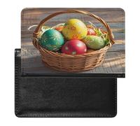 Basket And Easter Eggs Passport Holder Passport Cover Protector Essentials with Credit Card Slots for Women Men