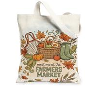 Basket Canvas Tote Bag for Women, Fall Rustic Pumpkin Leaves Fall Orange Washable Reusable Grocery Bag Ideas for Outdoor Tr, Orange, 13x15 Inch
