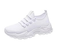 Basket De Marche Femme Comfortable - Chaussures Casual Pour Femme Baskets Large Size Sneakers Platform Basquette Hiking Non-Slip Shoe Sport Breathable Basquetas, white, 6 UK