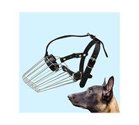 Basket Dog Muzzle for Large Dogs Stainless Steel Metal Pet Dogs Mask Adjustable Leather Straps for German Shepherd Belgian Malinois