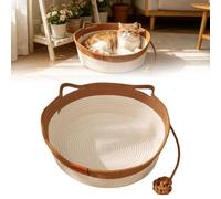 Basket for Cats, Cotton Woven Cat Bed with Toy Tail 2026 New Instinct Basket Claw-Proof Woven Cotton Rope Cats Cave Washable Woven Sleeping Nest Scratcher Beds for Kitten Puppy All Season，Khaki：M
