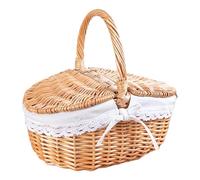 Basket Handle - Wicker Picnic Hand Woven, Large Storage Box for Food, Decorative Organizer with Sturdy Build, Easy Carry Design Tool, Picnic Accessory for Outdoor Wedding Garden Beach Parties