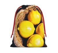 Basket Lemons Print Reusable Drawstring Gift Bags For Candy Bag Birthday, Wedding Or Daily