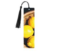 Basket Lemons Print Wooden Bookmarks Beautiful Notebook Accessories for Men Women Book Lovers