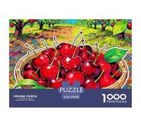 Basket of Cherries Jigsaw Puzzles Puzzle for Adults Kids. 1000 Pieces Orchard Background Whimsical Challenge Toy Educational Game Home Decoration for Educational Games Gifts 52x38cm/1000pcs