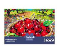 Basket of Cherries Jigsaw Puzzles Puzzles for Adults Kids. 1000 Piece Orchard Background Great Gifts Challenge Toy Educational Game Home Decoration for Adults& Kids Age 14 Years Up 38x26cm/1000pcs