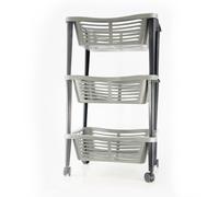Basket On Wheels 3 Tier Wheel Mounted Trolley Household Storage Rack Organiser