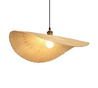 Basket Pendant Light, 13.7" D Wicker Lamp Rattan Weave Shade Farmhouse Hanging Ultra-Thin Wicker Lighting Fixture Natural Rattan Art Light for Kitchen Island Dining Room