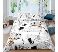 Basket Printed Single Duvet Cover Set Classical Music Bedding Set Ultrasoft Microfiber Quilt Cover 155x220 cm with Zipper and 2 Pillowcases for Single Bed 2916.A