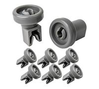 Basket rollers for dishwashers, 8 pieces, in grey, Ø 25 x 8 mm rollers, universal for most dishwashers, replacement upper basket wheels washer basket, repair rinsing machine set